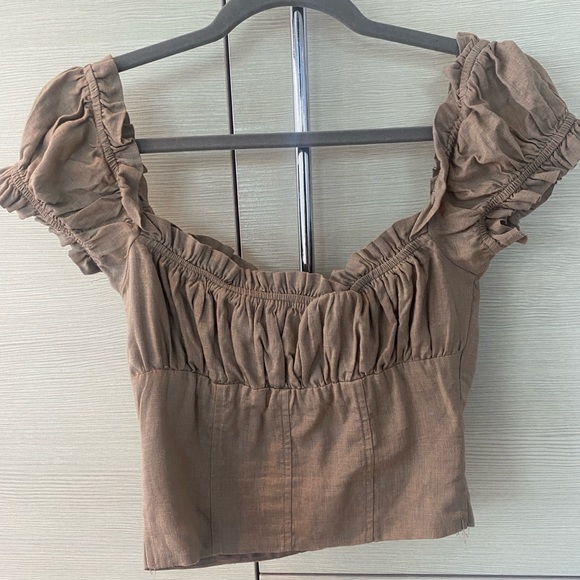 Princess Polly Eloise crop top Beige Size 2 - Picture 5 of 6